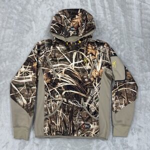 Browning Hoodie Mens Medium Waterfowl Marsh Camo Dirty Bird Advantage Max 4 HD